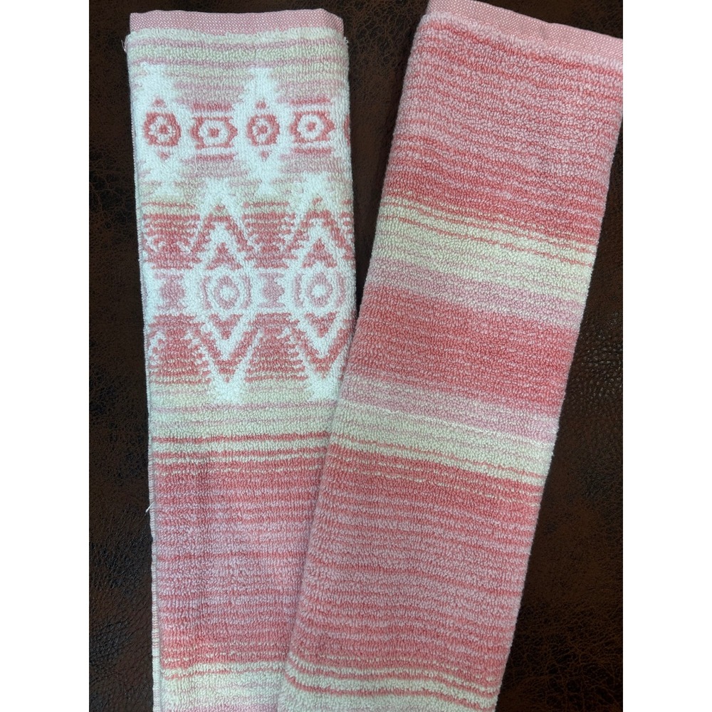 Wrangler Hand Towel Pink Coral Southwestern Geometric Cotton 16x26 New